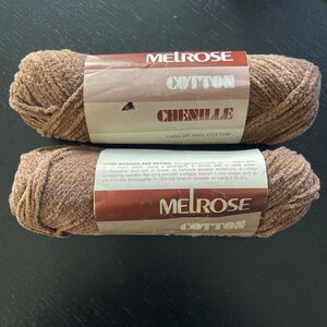 2 Skeins Melrose Chenille 100% Cotton Yarn 2oz/60g Toast 443